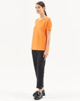 SHORT SLEEVE KNITED SWEATER IN ORANGE