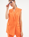 SLEEVELESS DOUBLE BREASTED VEST ORANGE