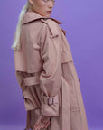 PEACH TRENCHCOAT WITH DECORATIVE BELTS