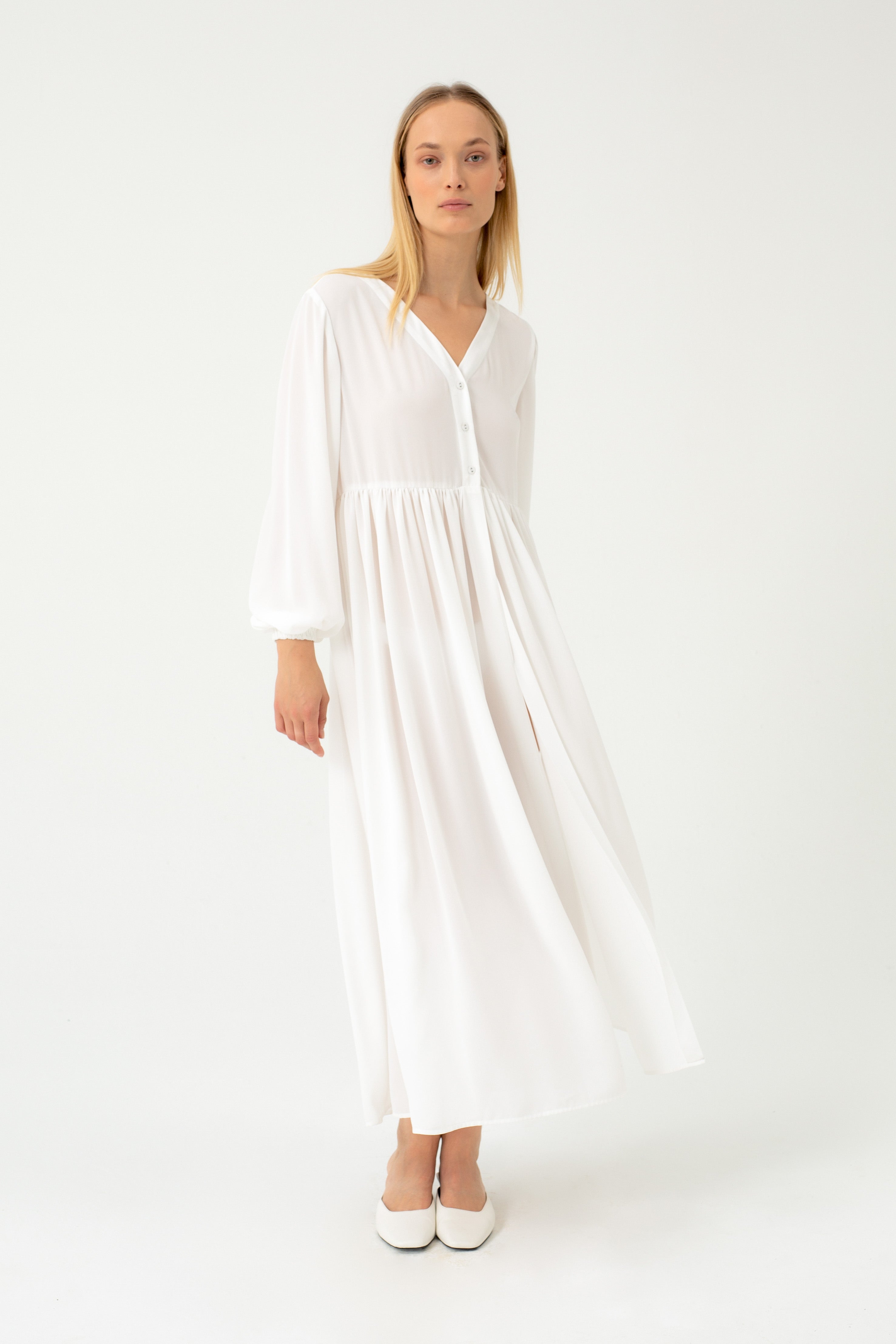 TRANSLUCENT MAXI WHITE DRESS