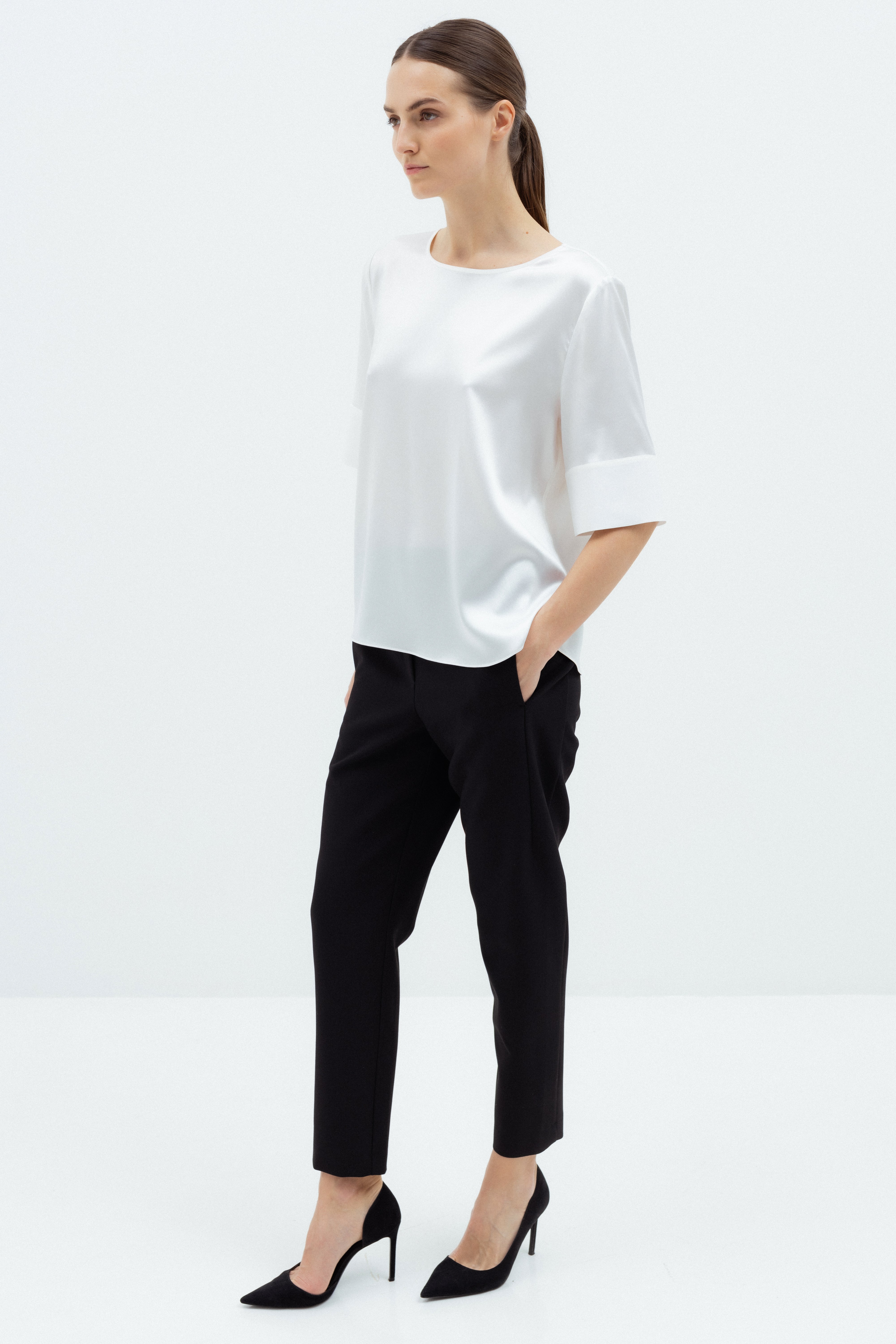 WHITE SILK BLOUSE