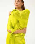 LIME BLOUSE WITH TIE CUFFS SLEEVES