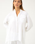 LINEN SHIRT WITH DIAGONAL SPLIT IN THE BACK