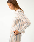 STRIPED BLOUSE WITH PLEAT IN THE BACK