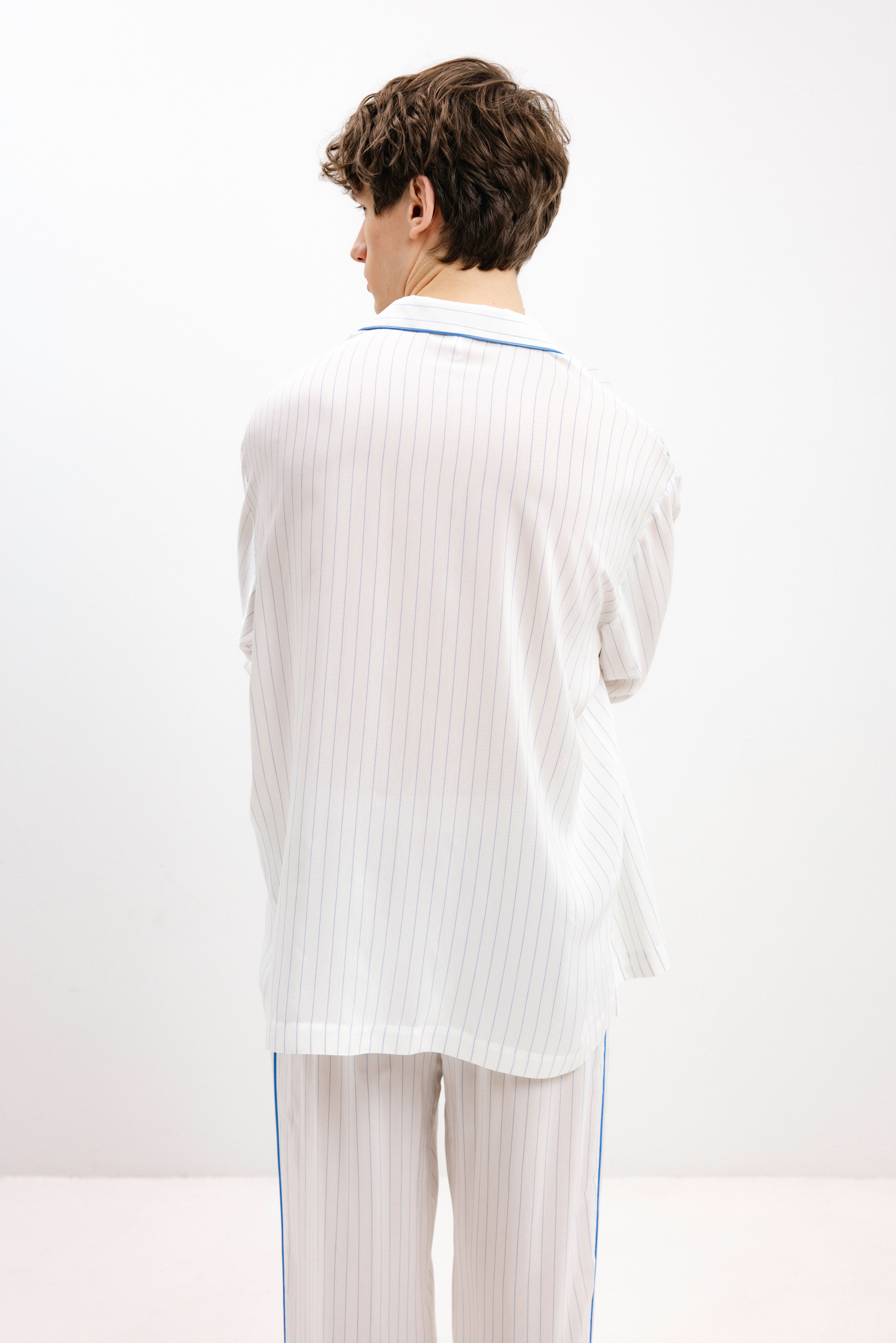 PYJAMA SHIRT WITH BLUE STRIPES AND LONG SLEEVES - UNISEX