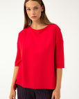 RED 3/4 SLEEVES BLOUSE