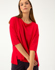 RED 3/4 SLEEVES BLOUSE