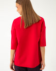 RED 3/4 SLEEVES BLOUSE