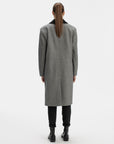 TAILORED GREY COAT WITH BROAD SHOULDERS