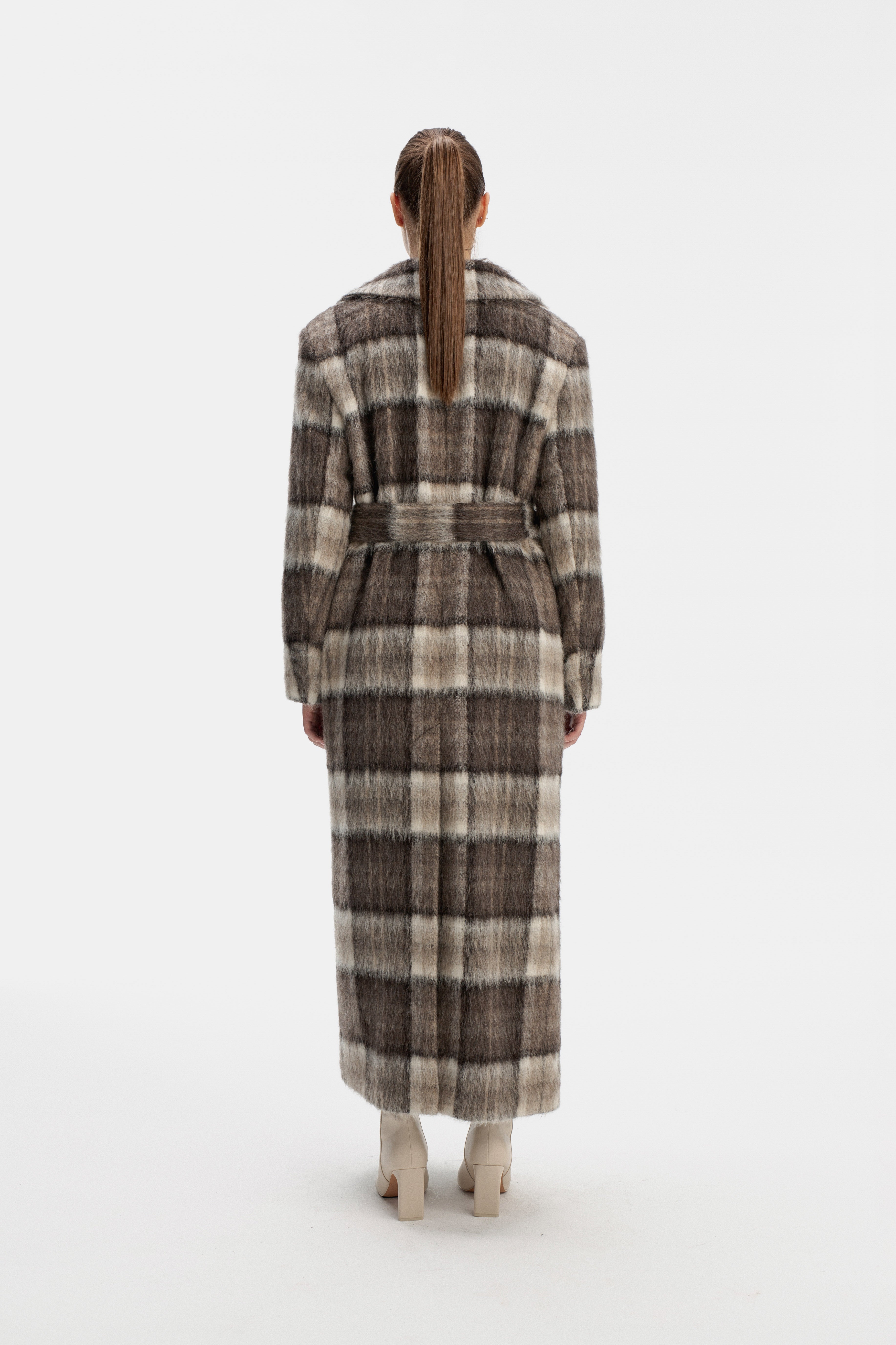 CHECKED MAXI COAT WITH MEIDA PADDING