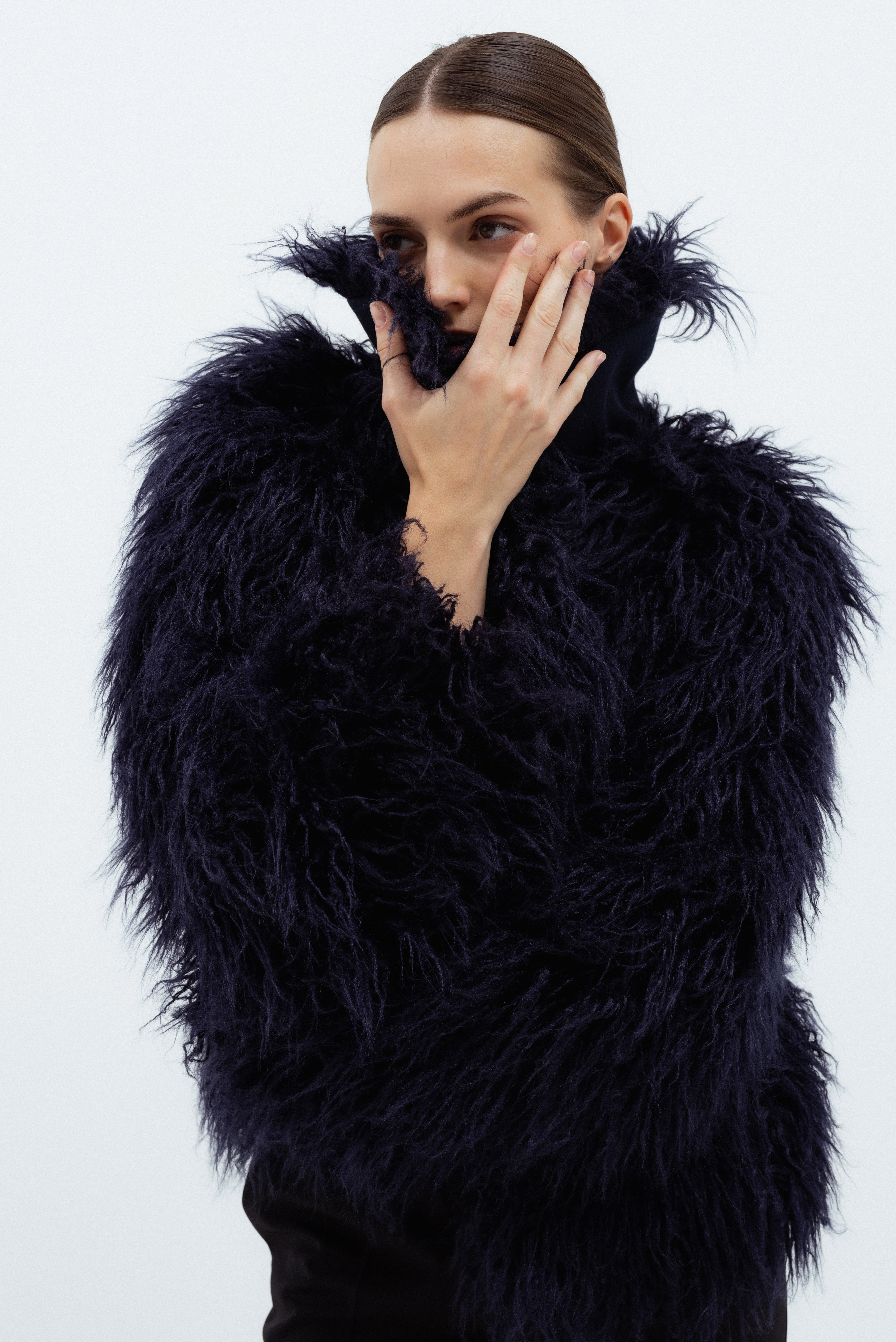 FAUX FUR NAVY COAT