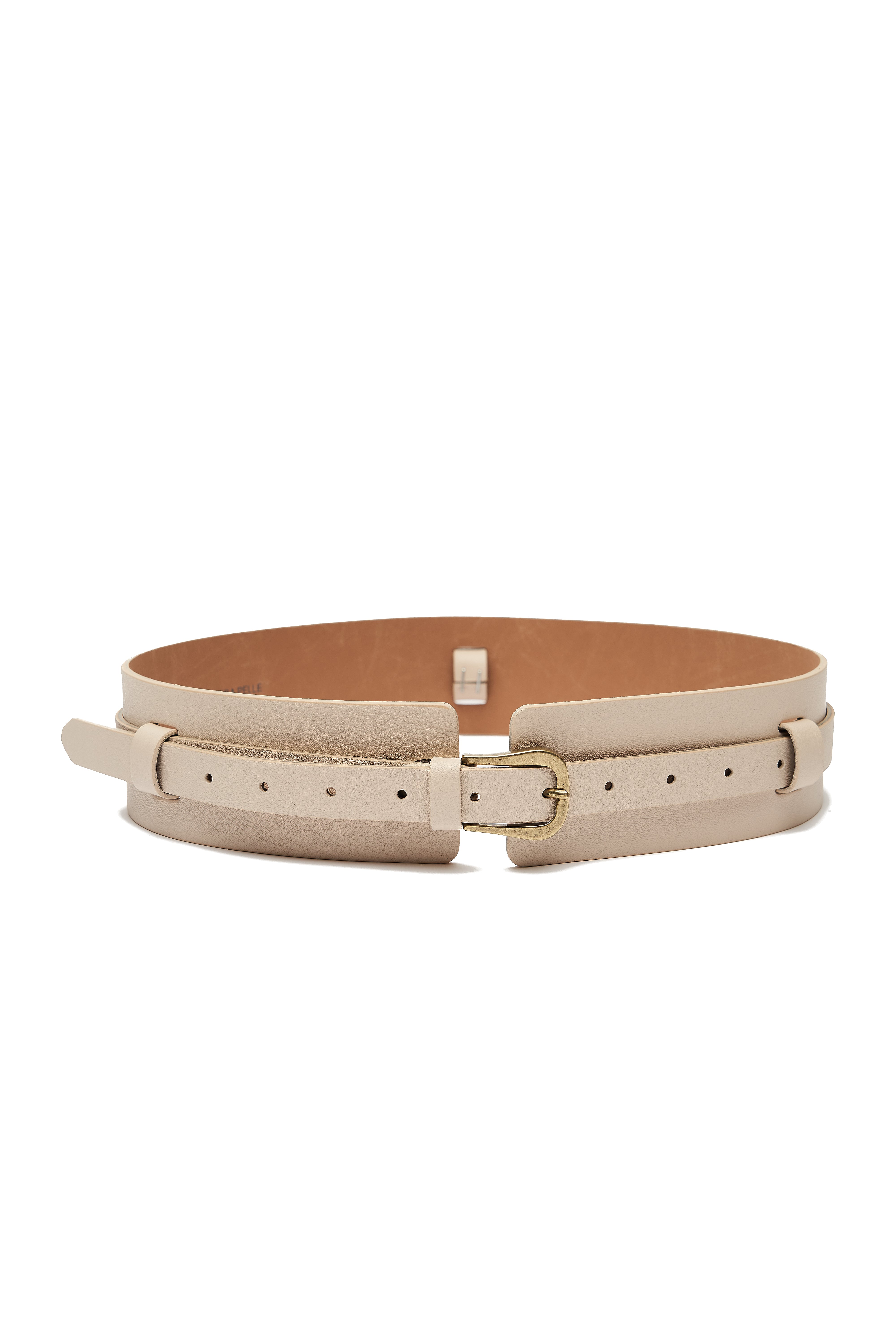 SAND-COLORED WIDE LEATHER BELT