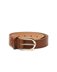 LEATHER BROWN BELT WITH GOLDEN DETAILS