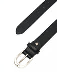 LEATHER BLACK BELT WITH SILVER DETAILS