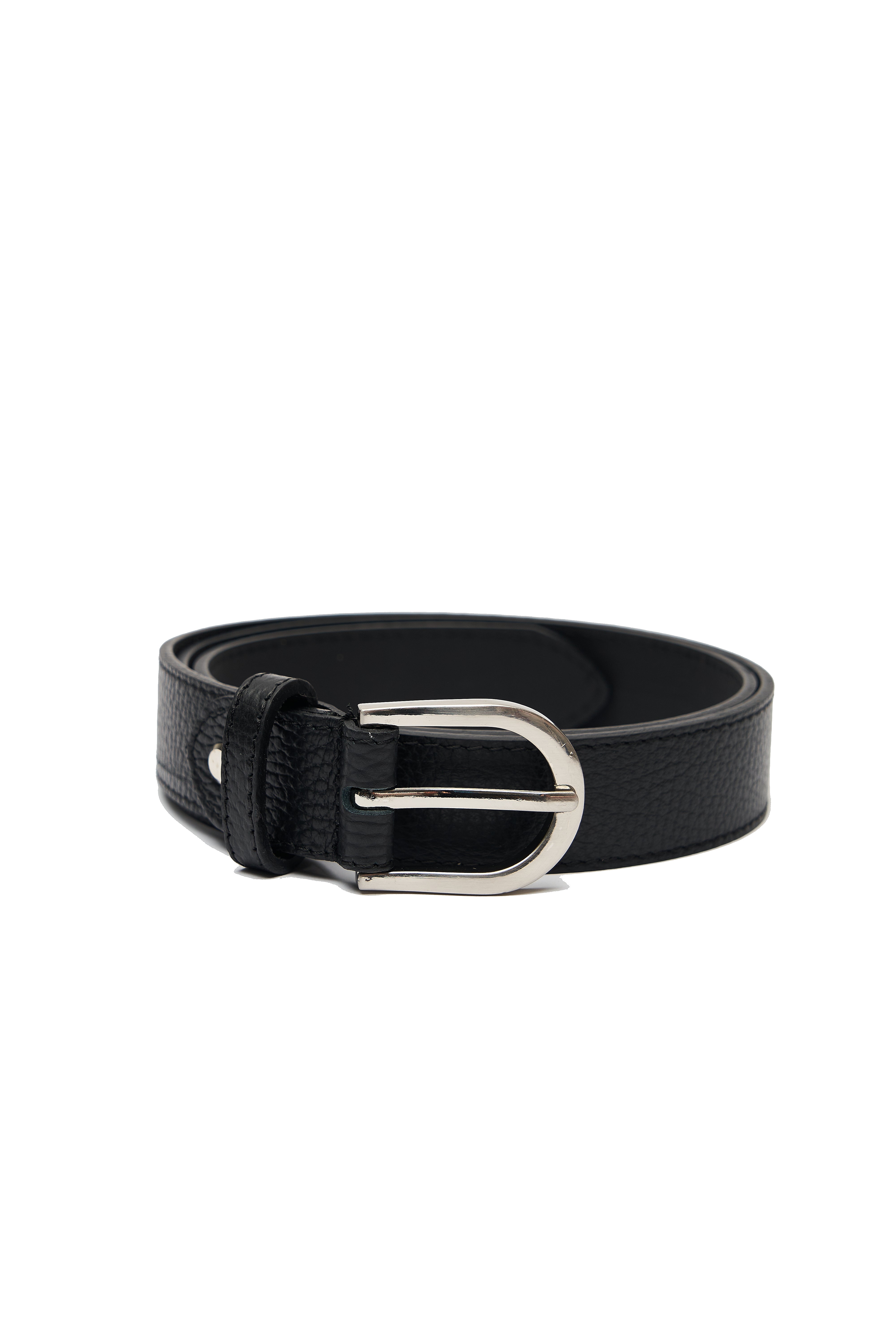 LEATHER BLACK BELT WITH SILVER DETAILS