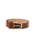 LEATHER BROWN BELT WITH SILVER DETAILS