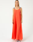 CORAL LINEN DRESS WITH COTTON STRAPS