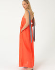 CORAL LINEN DRESS WITH COTTON STRAPS