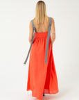 CORAL LINEN DRESS WITH COTTON STRAPS