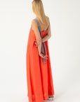 CORAL LINEN DRESS WITH COTTON STRAPS