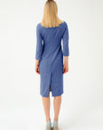 FITTED MIDI LENGTH BLUE DRESS