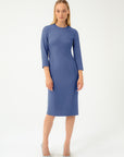 FITTED MIDI LENGTH BLUE DRESS