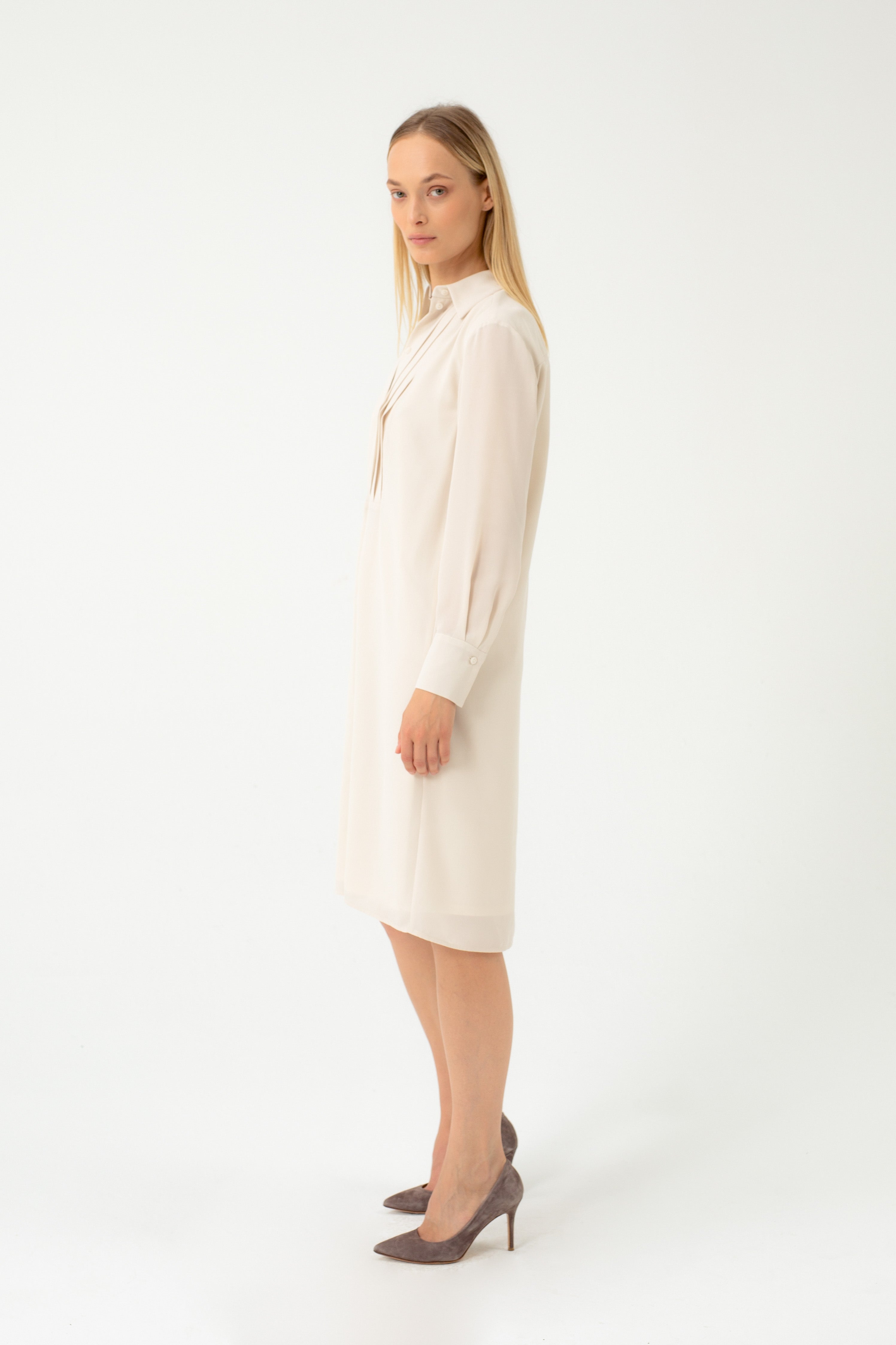 BEIGE SHIRT TYPE DRESS