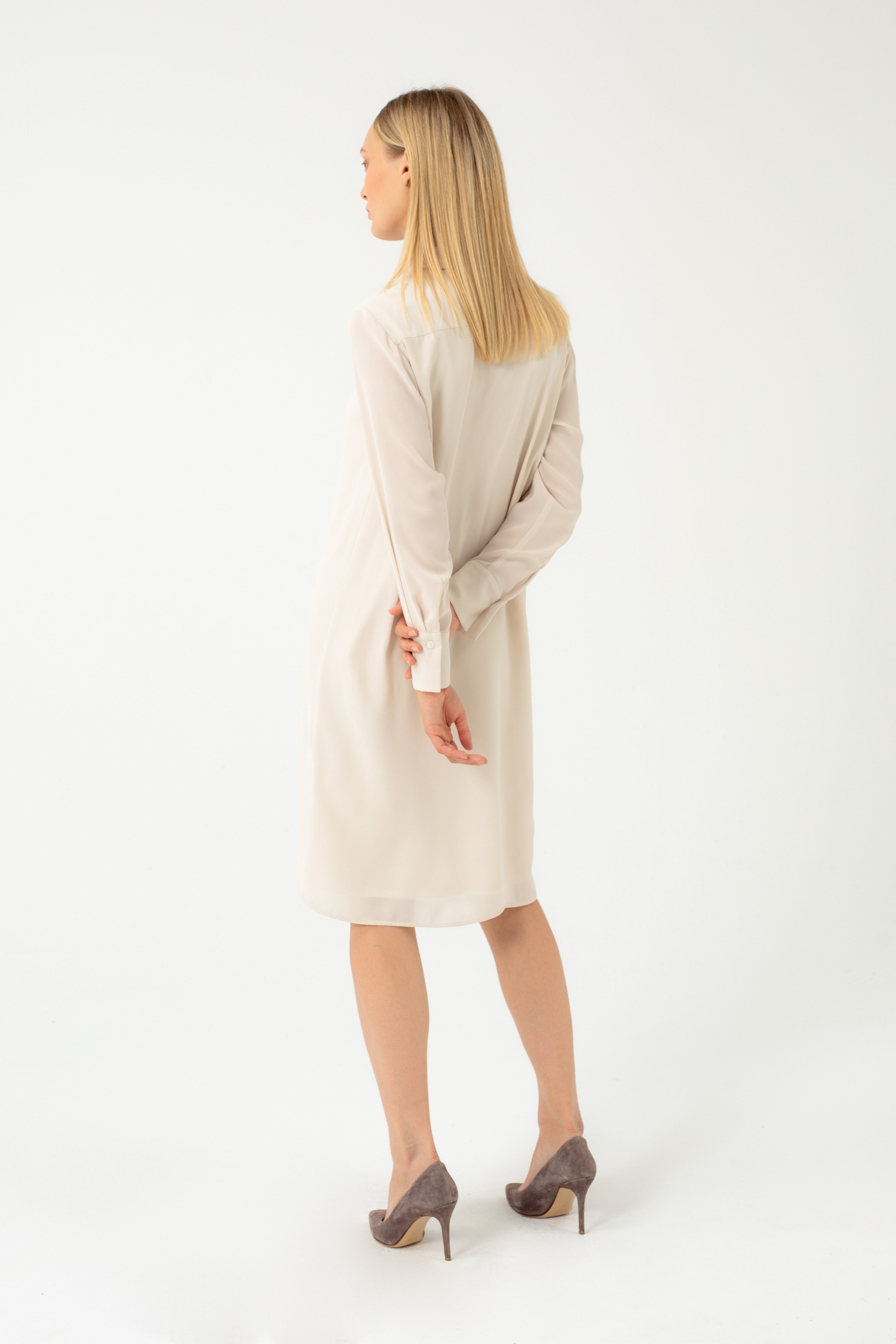 BEIGE SHIRT TYPE DRESS