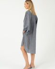 NAVY MELANGE ASYMMETRICAL DRESS WITH WIDE SLEEVES