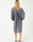 NAVY MELANGE ASYMMETRICAL DRESS WITH WIDE SLEEVES