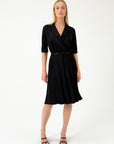 ELEGANT BLACK MIDI DRESS WITH BELT