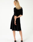 ELEGANT BLACK MIDI DRESS WITH BELT