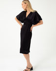 BLACK DRESS WITH SHORT KIMONO SLEEVES