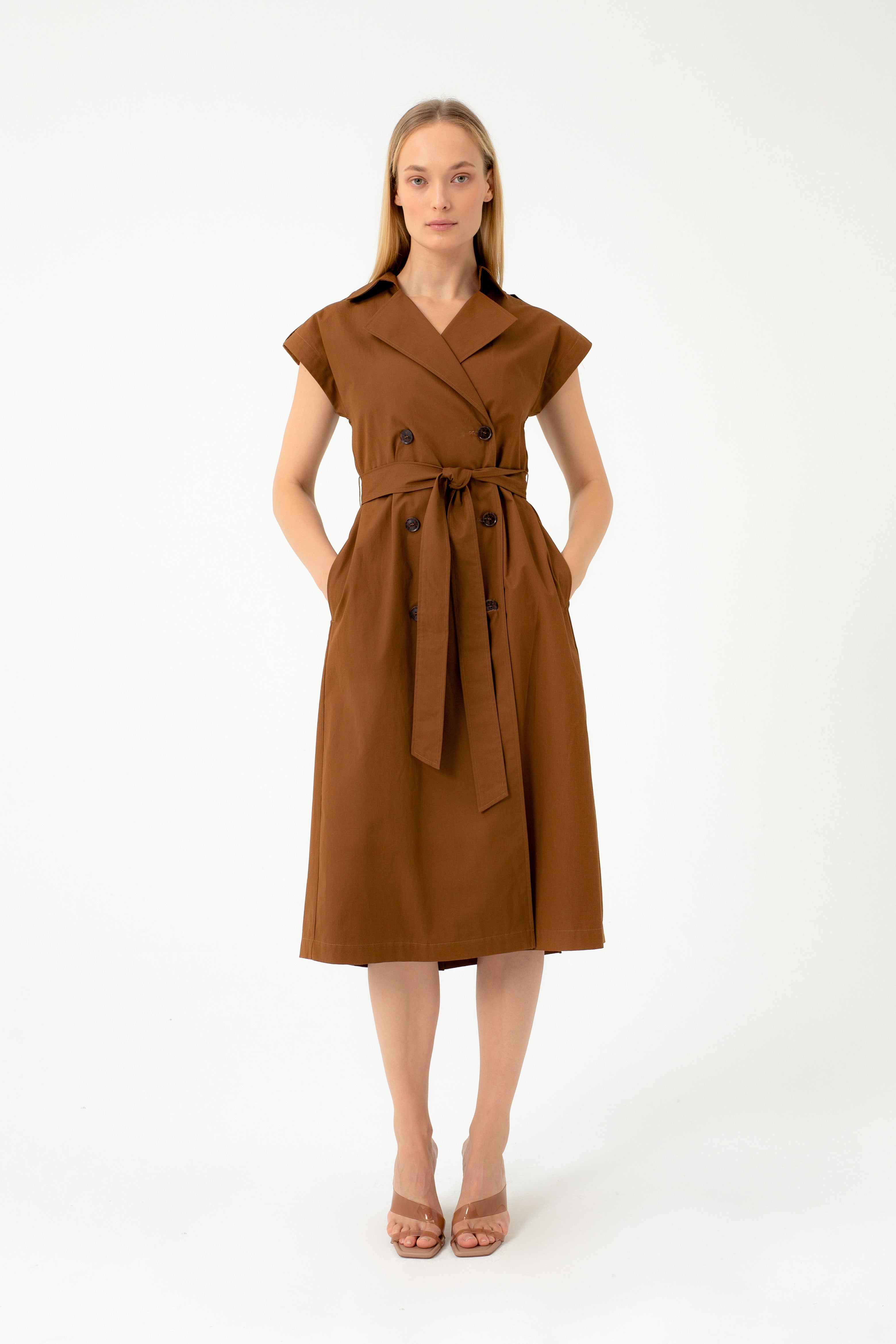 ORGANIC COTTON SAFARI CAMEL DRESS