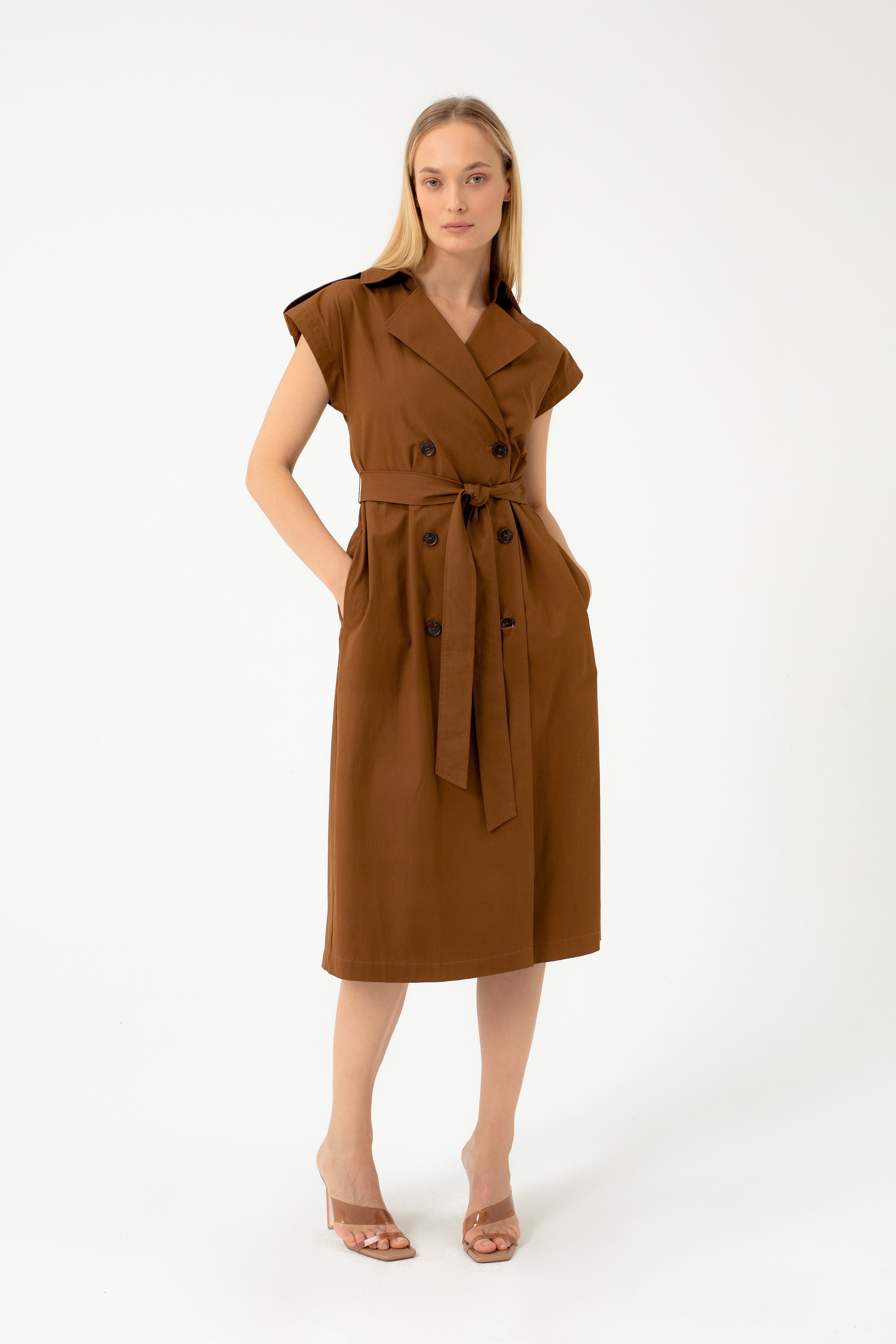 ORGANIC COTTON SAFARI CAMEL DRESS