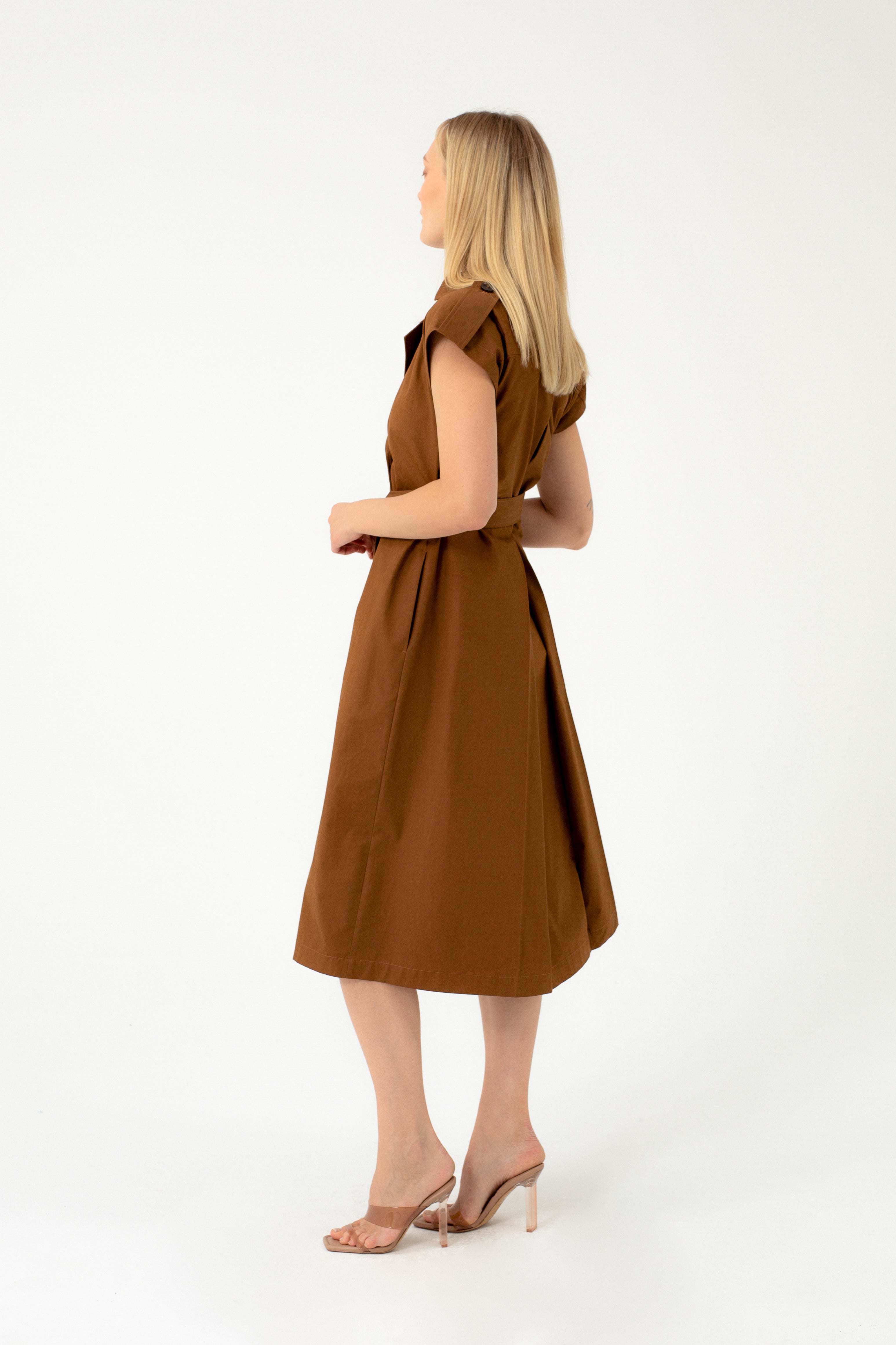 ORGANIC COTTON SAFARI CAMEL DRESS