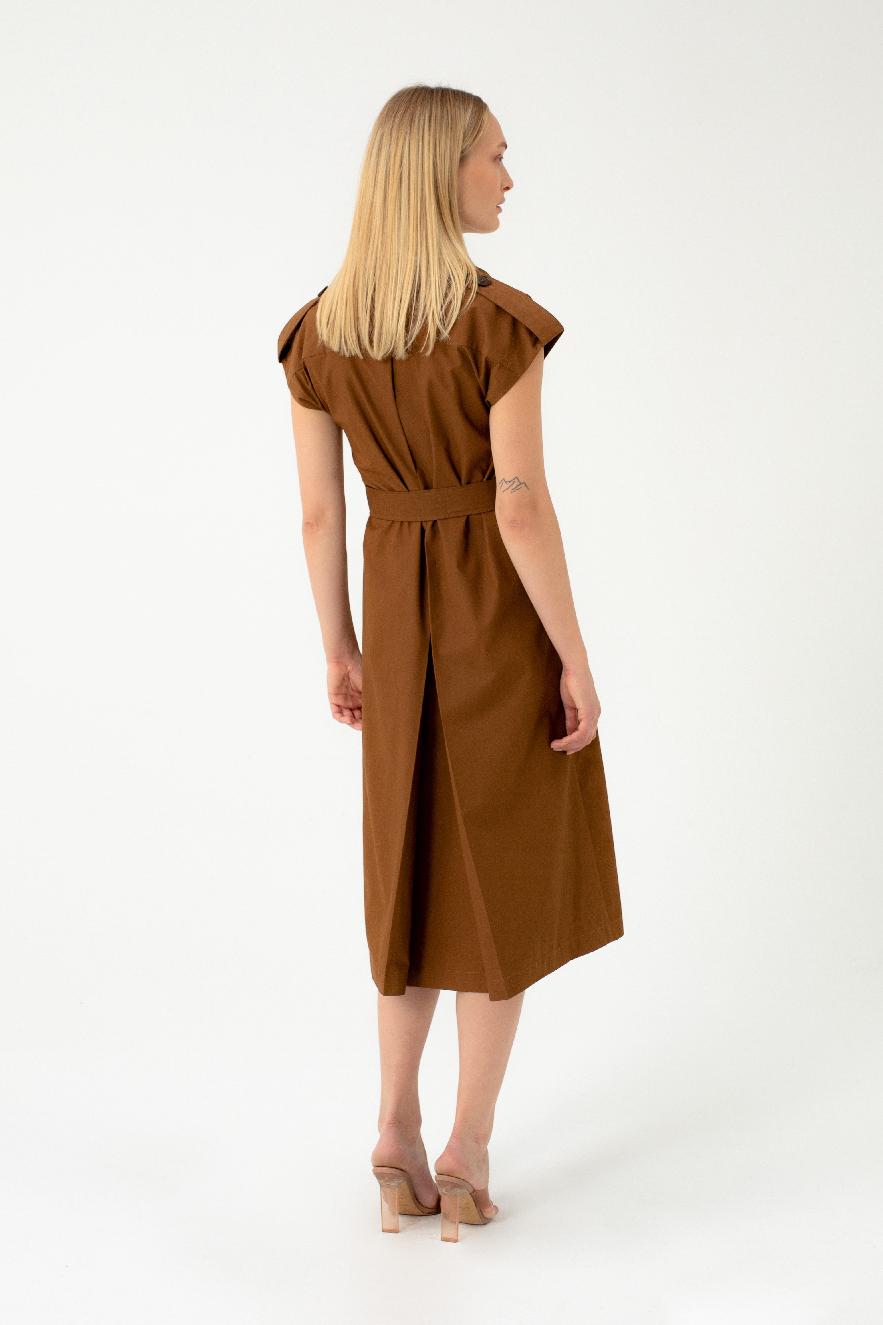 ORGANIC COTTON SAFARI CAMEL DRESS