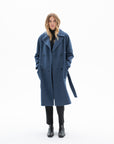 WOOL BLUE COAT WITH PATCH POCKETS