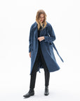 WOOL BLUE COAT WITH PATCH POCKETS