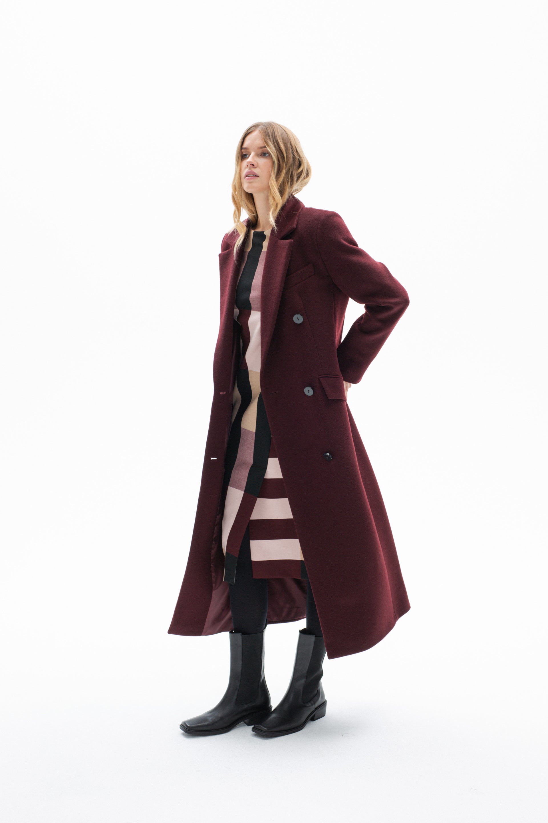 BURGUNDY LONG COAT