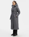 LONG PADDED COAT WITH HOOD IN GREY