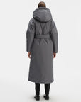 LONG PADDED COAT WITH HOOD IN GREY