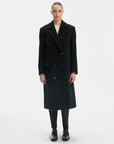 WOOL BLACK DOUBLE-BREASTED COAT