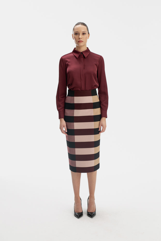 ELBAZ STRIPE MIDI LENGTH PENCIL SKIRT