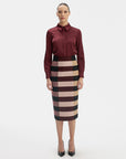 ELBAZ STRIPE MIDI LENGTH PENCIL SKIRT