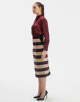 ELBAZ STRIPE MIDI LENGTH PENCIL SKIRT