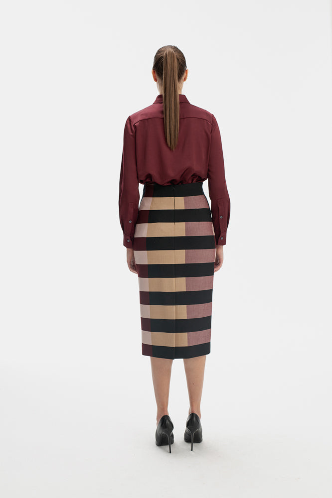 ELBAZ STRIPE MIDI LENGTH PENCIL SKIRT