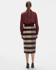 ELBAZ STRIPE MIDI LENGTH PENCIL SKIRT