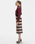 ELBAZ STRIPE MIDI LENGTH PENCIL SKIRT