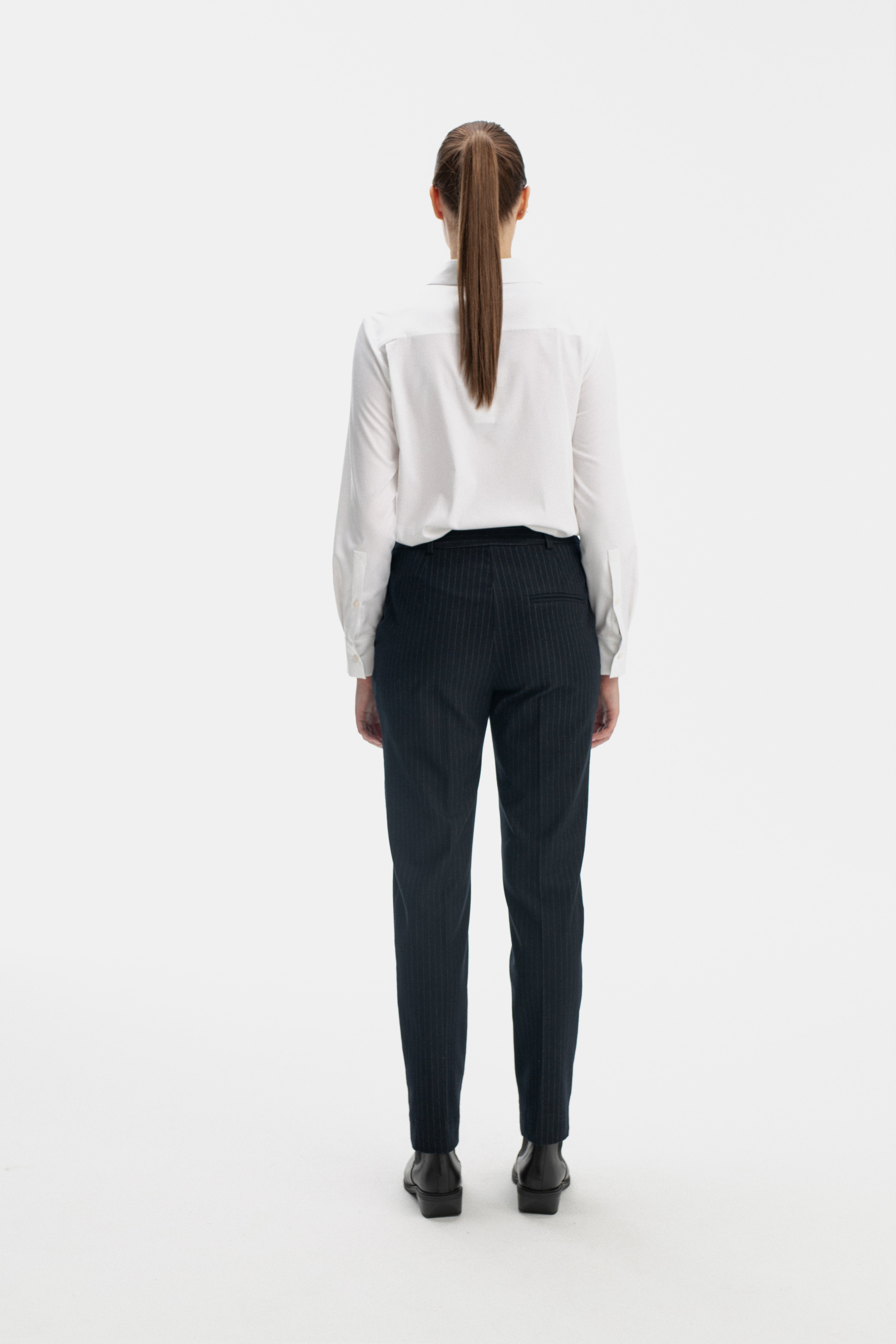 SLIM FIT NAVY TROUSERS IN STRIPES